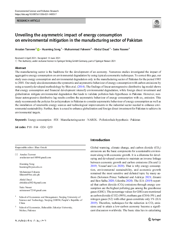 (PDF) Unveiling the asymmetric impact of energy consumption on ...