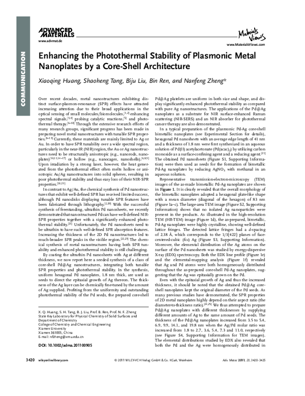 (PDF) Enhancing the photothermal stability of plasmonic metal ...