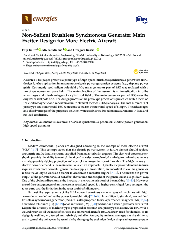 (PDF) Non-Salient Brushless Synchronous Generator Main Exciter Design ...