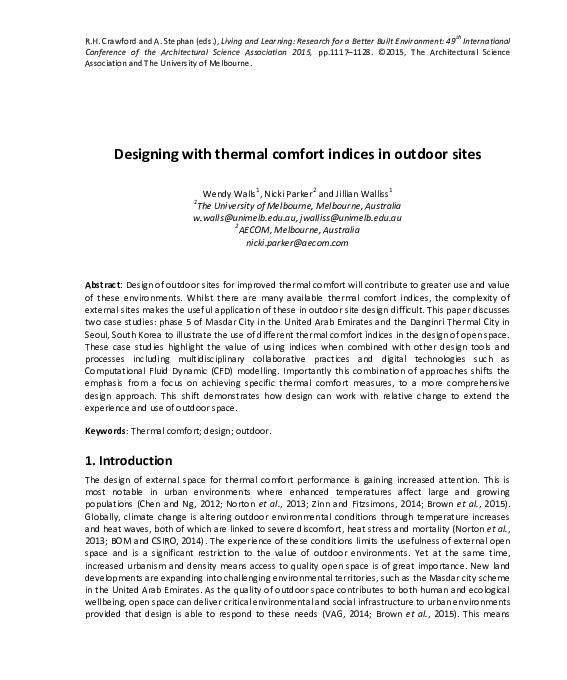 (PDF) Designing with thermal comfort indices in outdoor sites