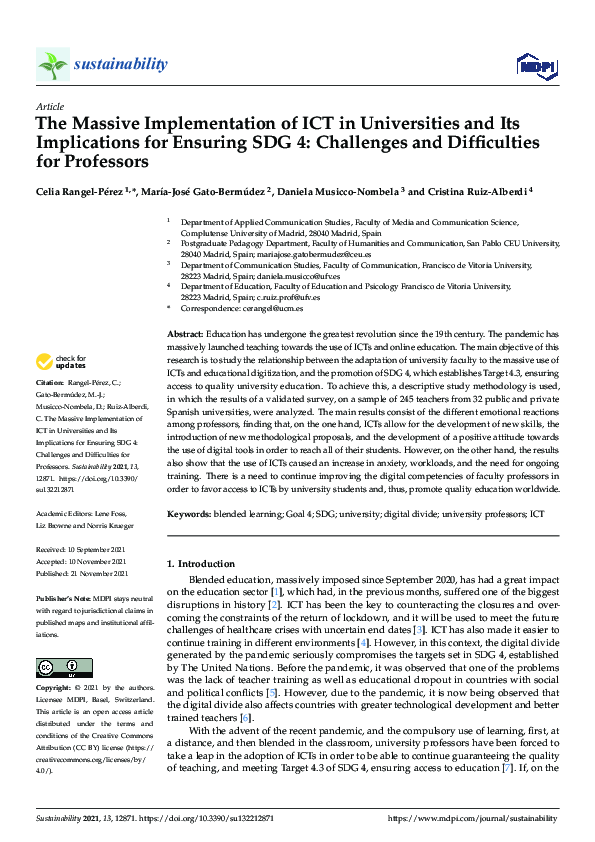 (PDF) The Massive Implementation of ICT in Universities and Its ...