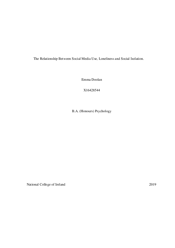 (PDF) The Relationship Between Social Media Use, Loneliness and Social ...