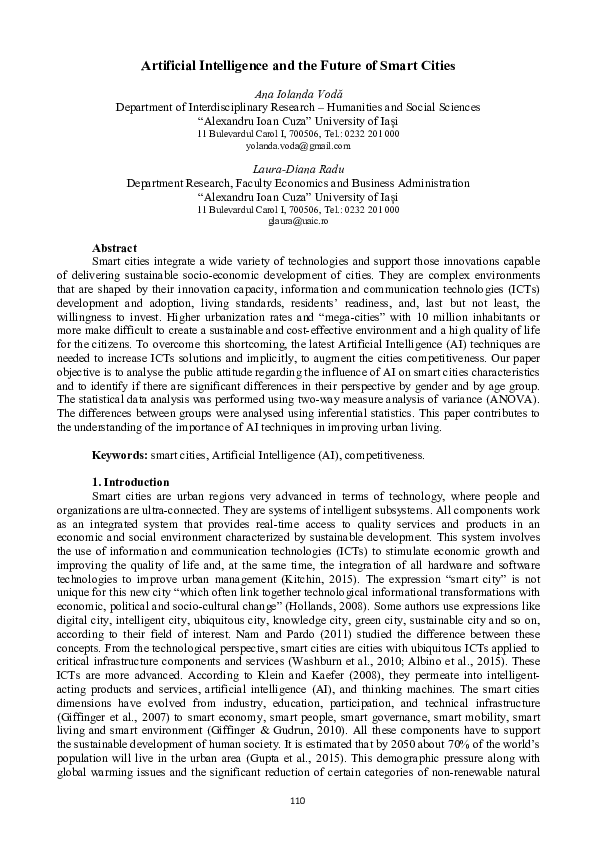 (PDF) Artificial Intelligence and the Future of Smart Cities