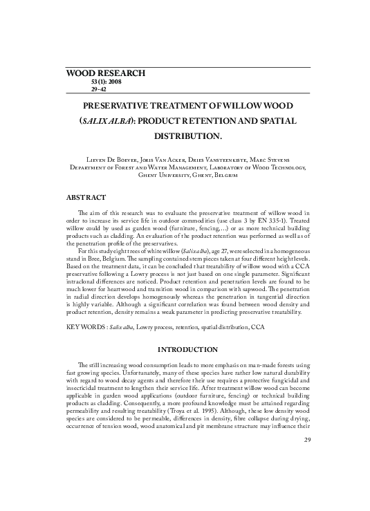 (PDF) Preservative Treatment of Willow Wood Salix Alba Product