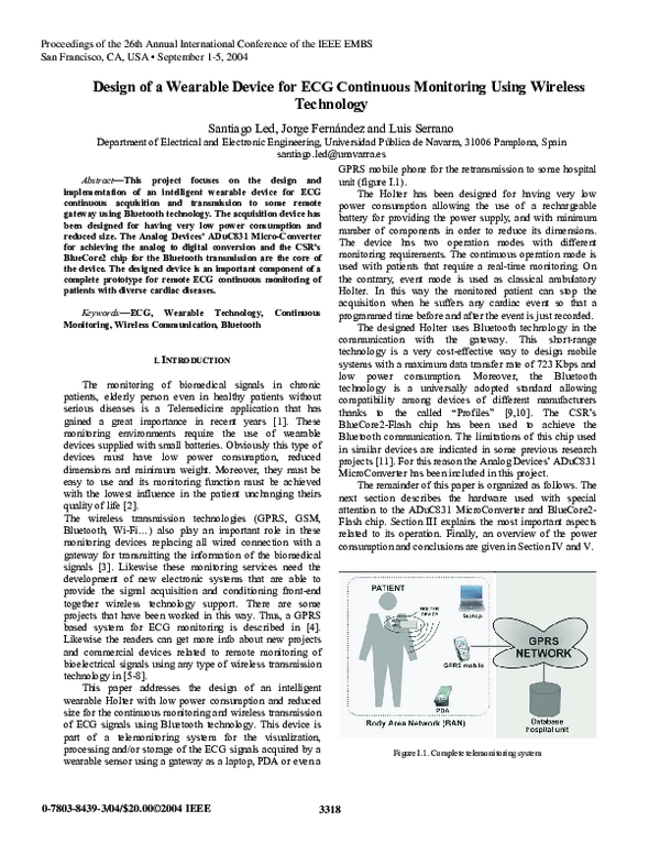 (PDF) Design of a wearable device for ECG continuous monitoring using ...