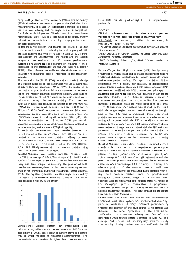 (PDF) OC-0177: Clinical implementation of in vivo source position ...