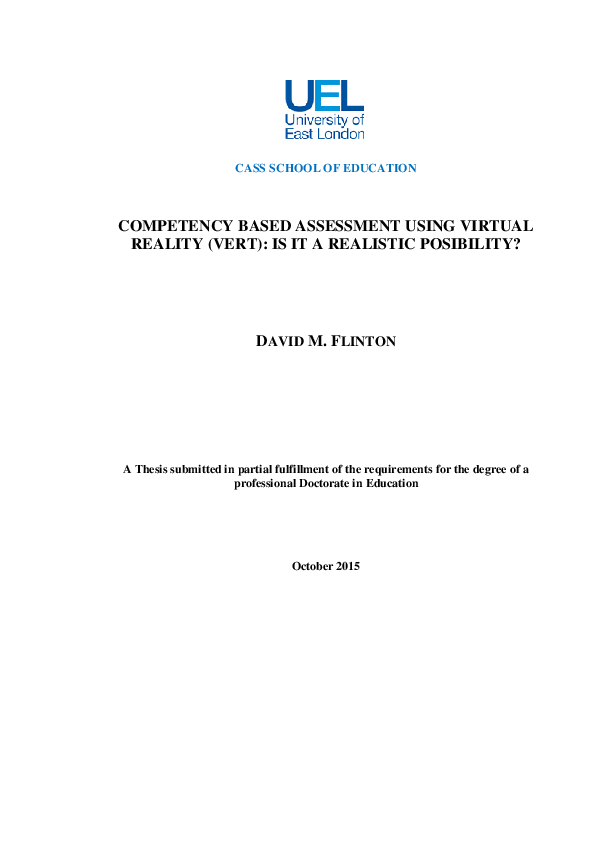 (PDF) Competency based assessment using virtual reality (VERT): is it a ...