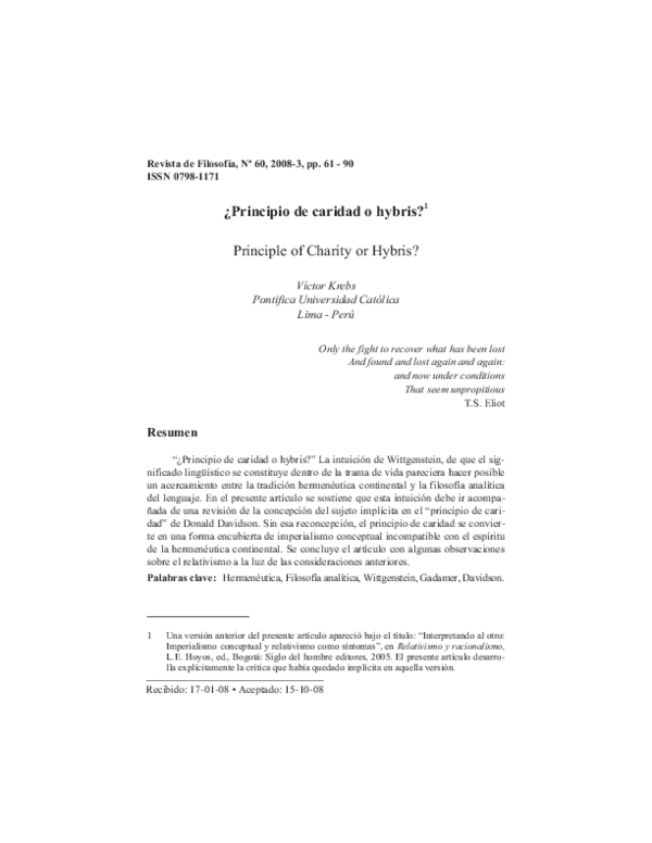 (PDF) Principle of Charity or Hybris?