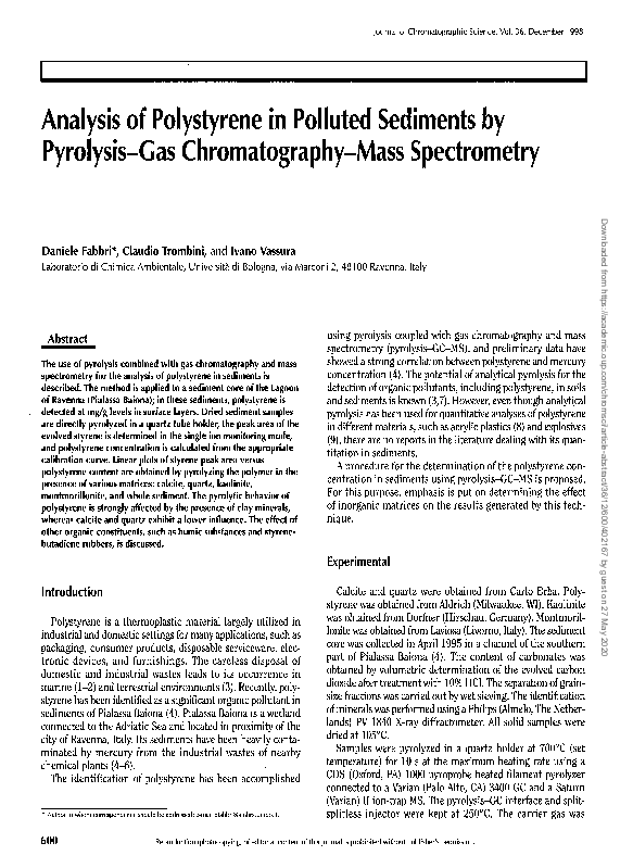(PDF) Analysis of Polystyrene in Polluted Sediments by Pyrolysis--Gas ...