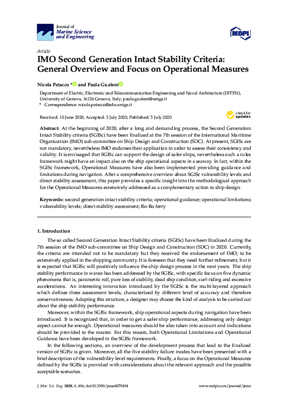 (PDF) IMO Second Generation Intact Stability Criteria: General Overview ...