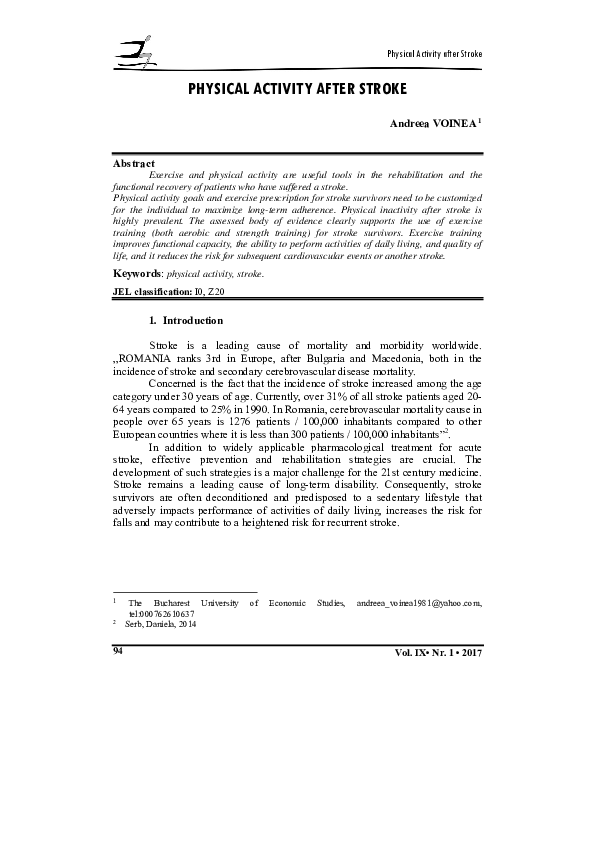 (PDF) Physical Activity After Stroke