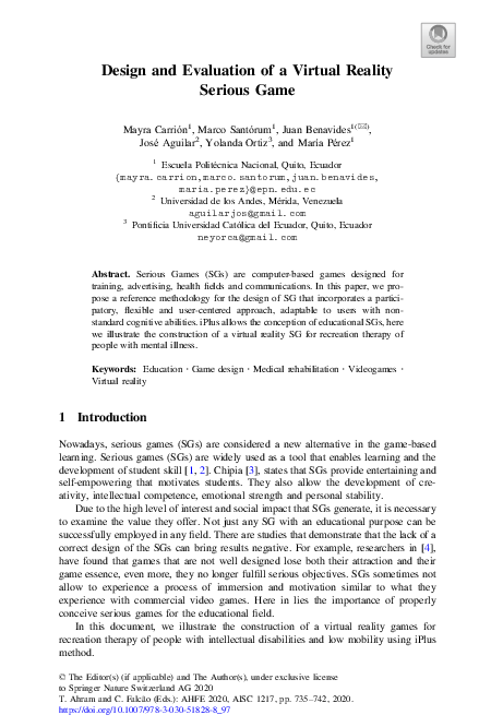 (PDF) Design and Evaluation of a Virtual Reality Serious Game