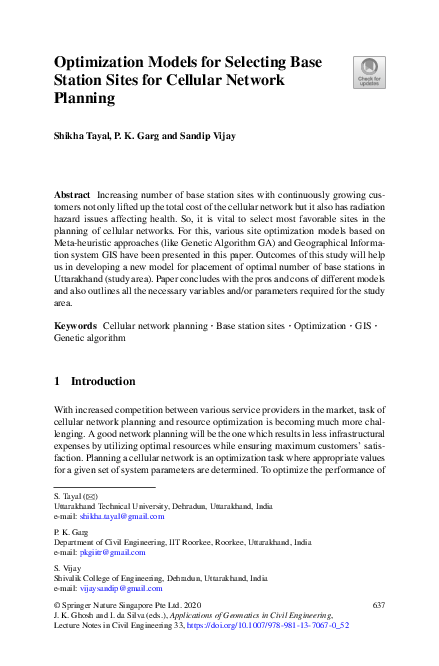 Pdf Optimization Models For Selecting Base Station Sites For Cellular