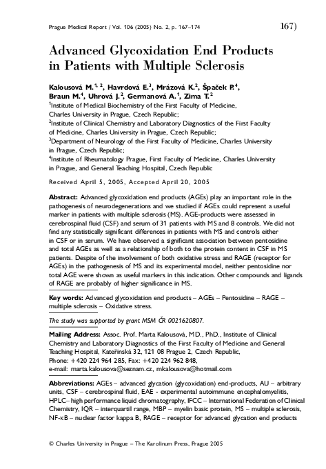(PDF) Advanced glycoxidation end products in patients with multiple ...