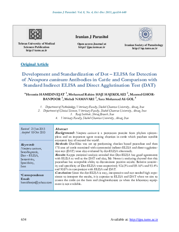 (PDF) Development and Standardization of Dot – ELISA for Detection of ...