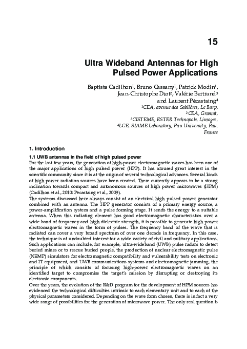 (PDF) Ultra Wideband Antennas for High Pulsed Power Applications