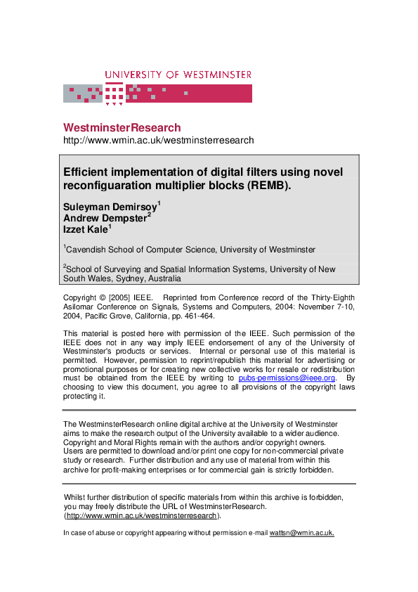(PDF) Efficient implementation of digital filters using novel ...