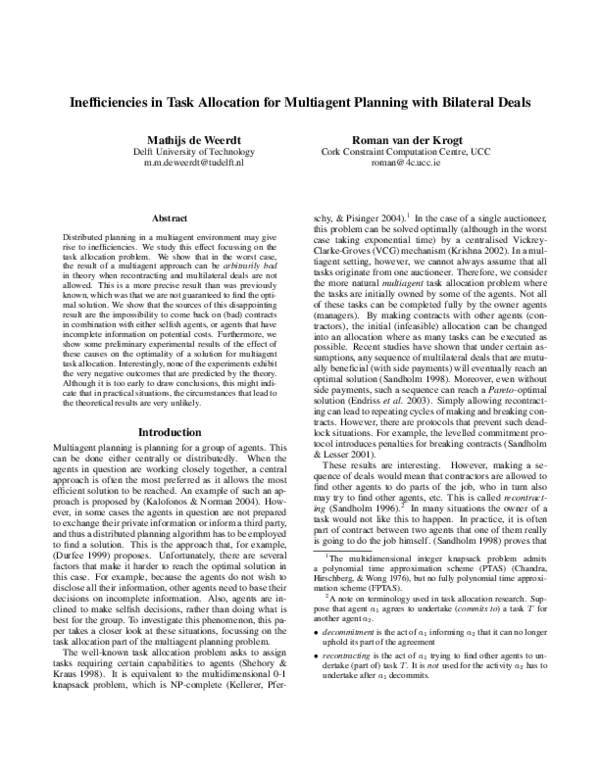 (PDF) Inefficiencies in Task Allocation for Multiagent Planning with ...