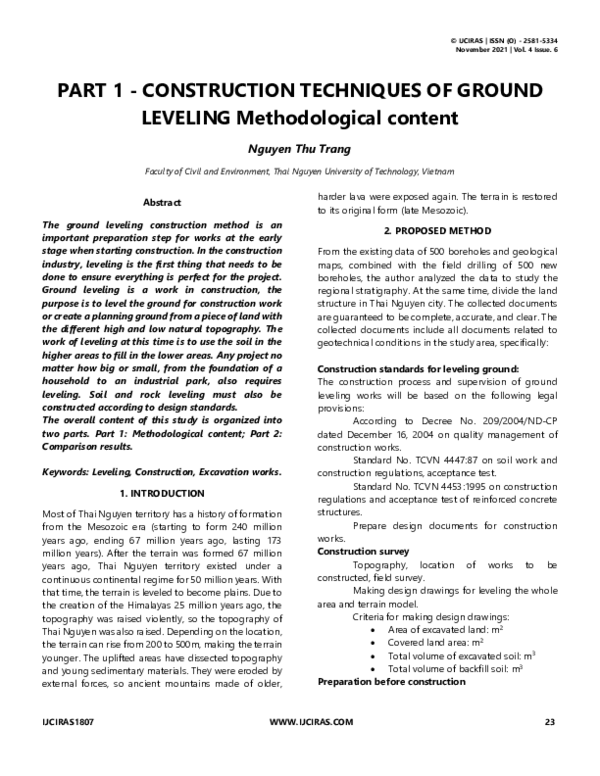 (PDF) PART 1 -CONSTRUCTION TECHNIQUES OF GROUND LEVELING Methodological ...