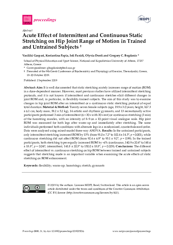 (PDF) Acute Effect of Intermittent and Continuous Static Stretching on ...
