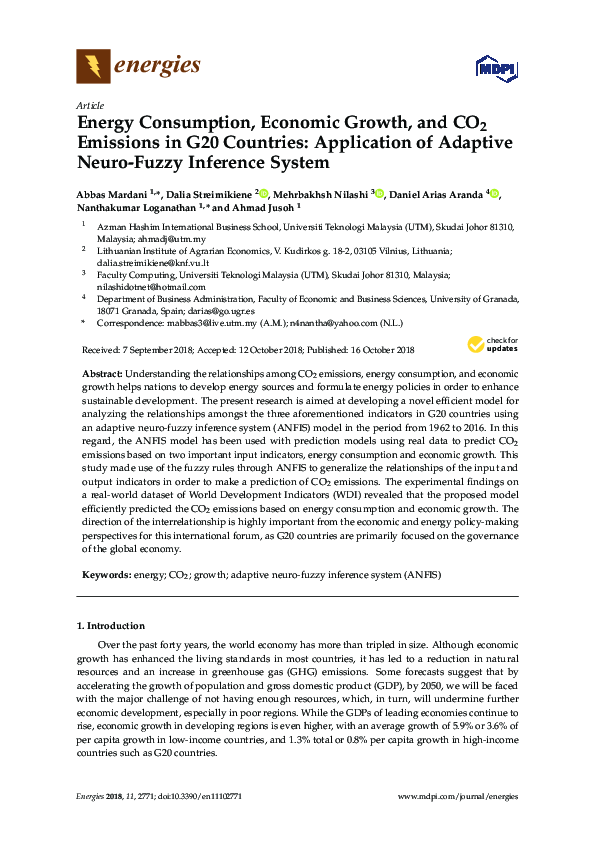 (PDF) Energy Consumption, Economic Growth, and CO2 Emissions in G20 ...