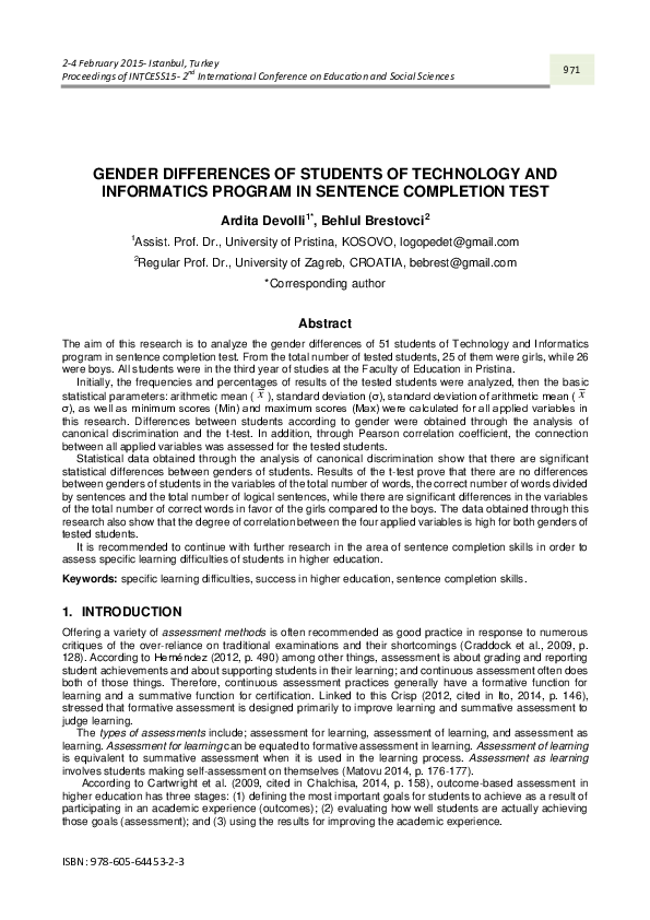 (PDF) Gender Differences of Students of Technology and Informatics ...