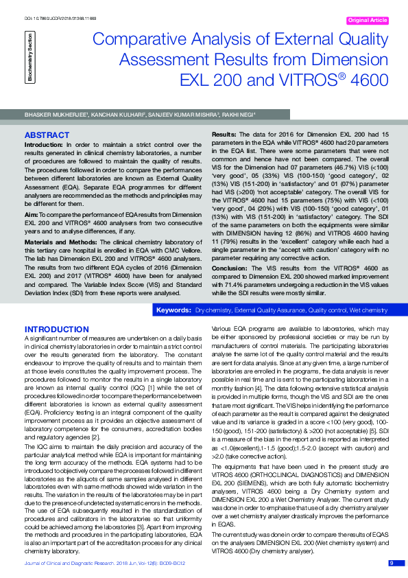 (PDF) Comparative Analysis of External Quality Assessment Results from ...