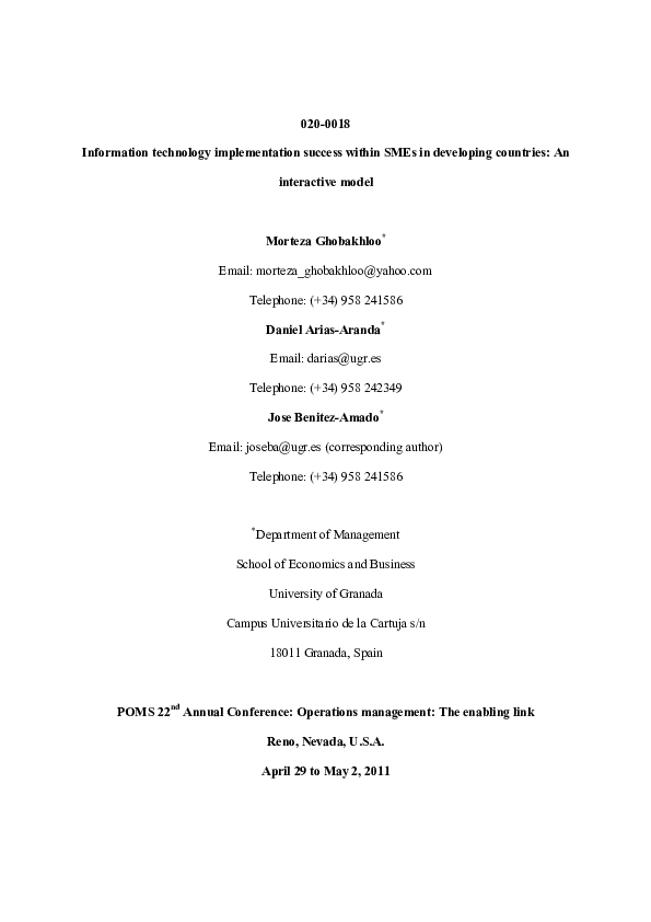 (PDF) Information technology implementation success within SMEs in ...