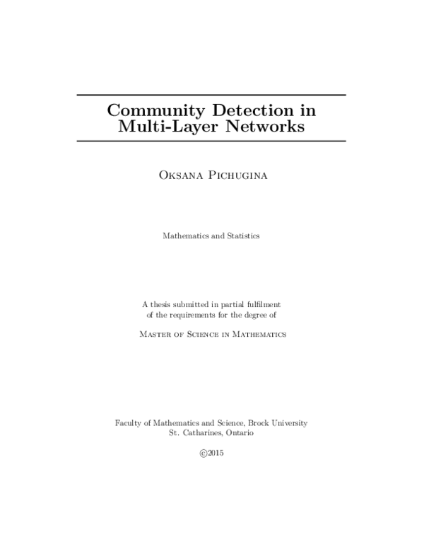 (PDF) Community Detection in Multi-Layer Networks