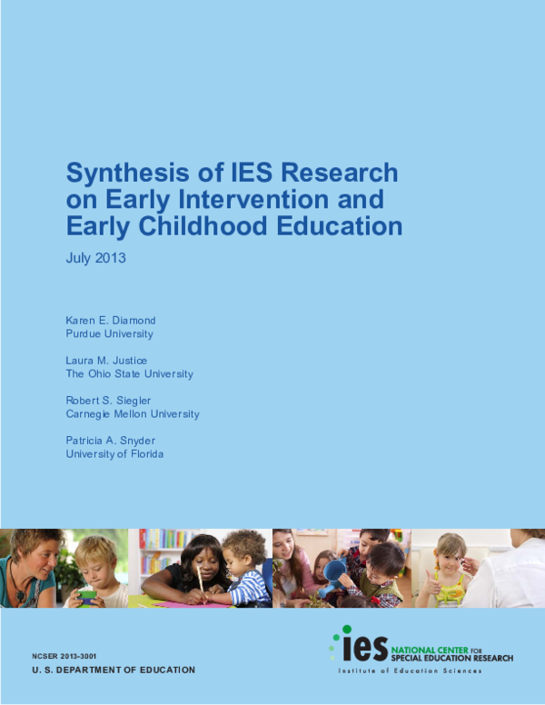 (PDF) Synthesis of IES research on early intervention and early ...