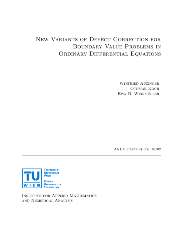 (PDF) New Variants of Defect Correction for Boundary Value Problems in ...