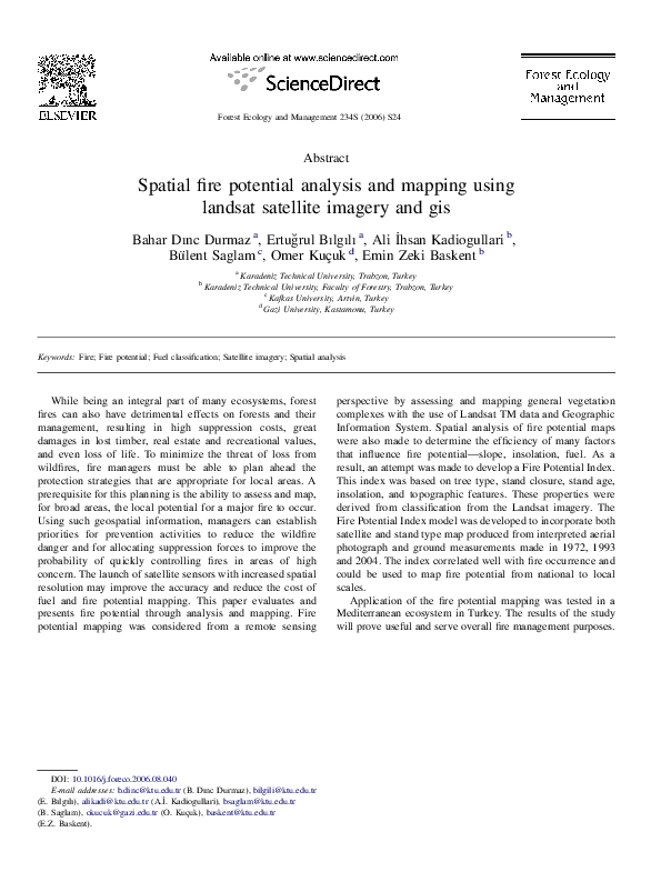 (PDF) Spatial fire potential analysis and mapping using landsat ...