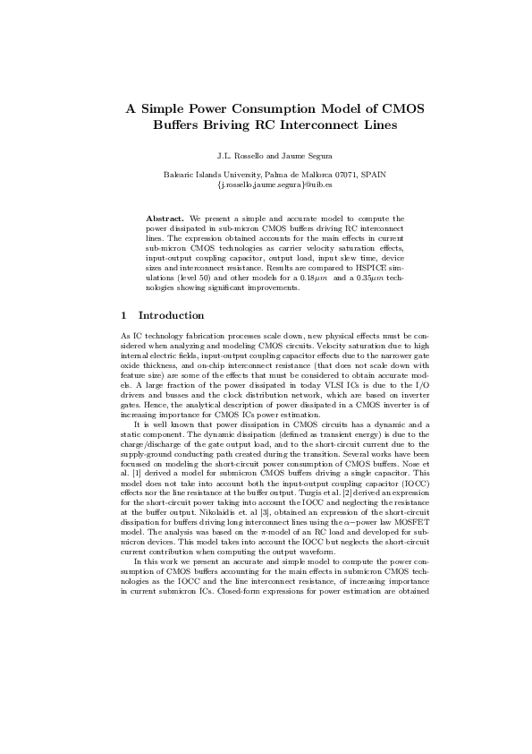 (PDF) A Simple Power Consumption Model of CMOS Buffers Briving RC ...