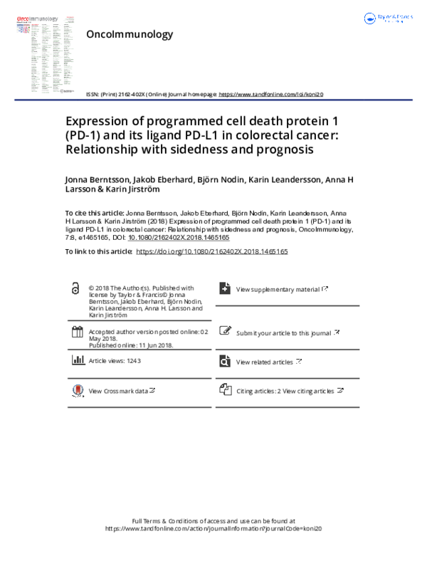 (PDF) Expression of programmed cell death protein 1 (PD-1) and its ...