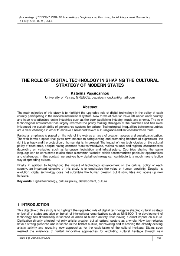 (PDF) The Role of Digital Technology in Shaping the Cultural Strategy ...