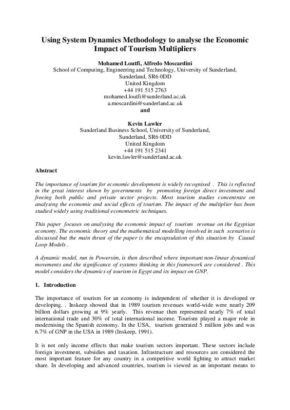 (PDF) Using System Dynamics Methodology to analyse the Economic Impact ...
