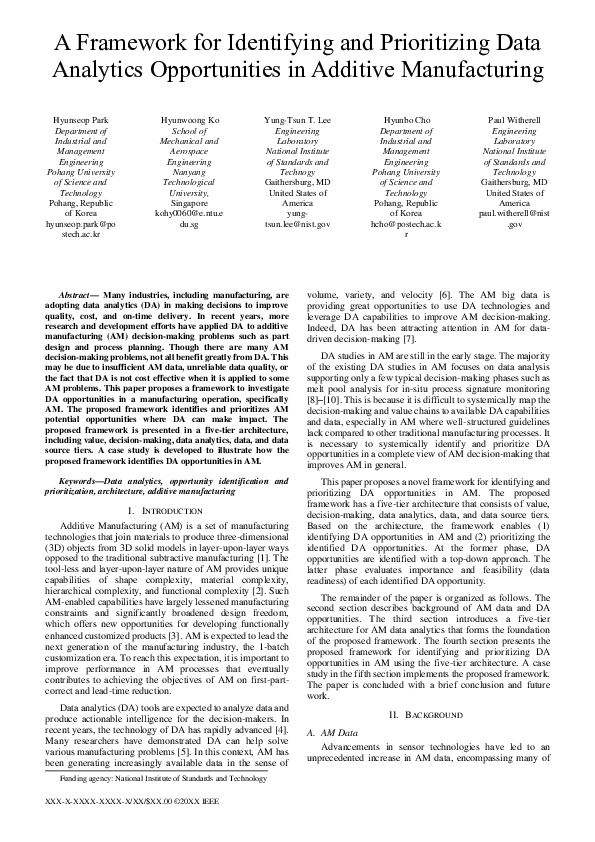 (PDF) A Framework for Identifying and Prioritizing Data Analytics ...