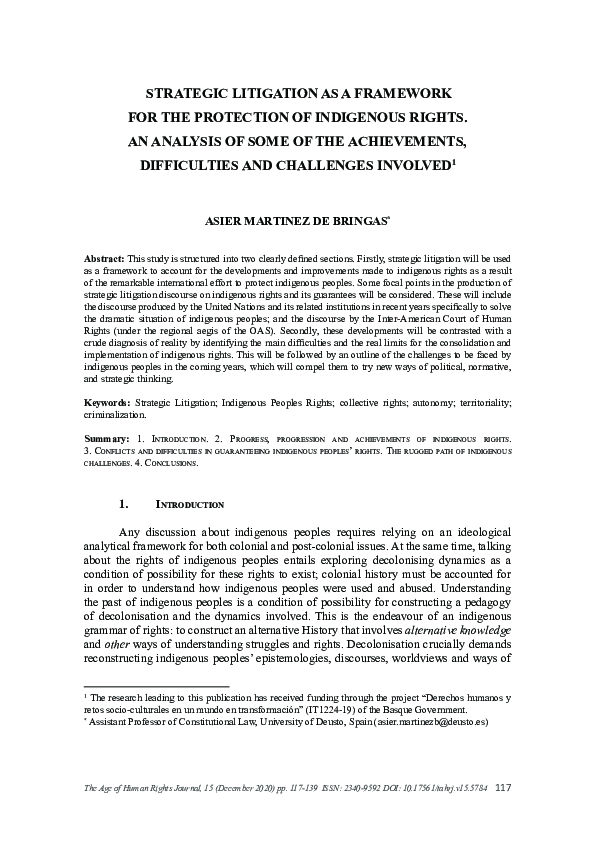 (PDF) Strategic Litigation as a Framework for the Protection of ...
