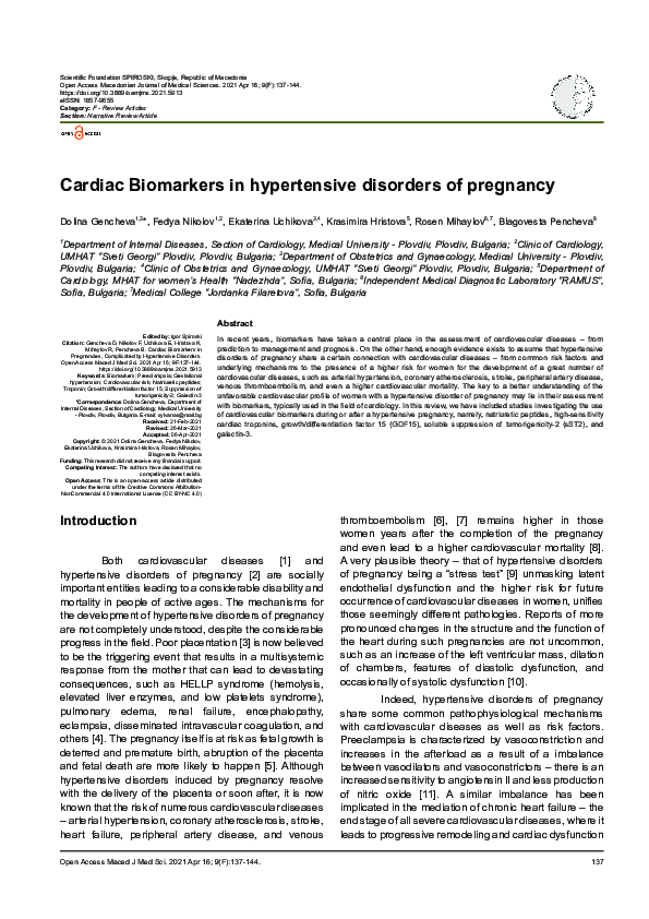 (PDF) Cardiac Biomarkers in hypertensive disorders of pregnancy