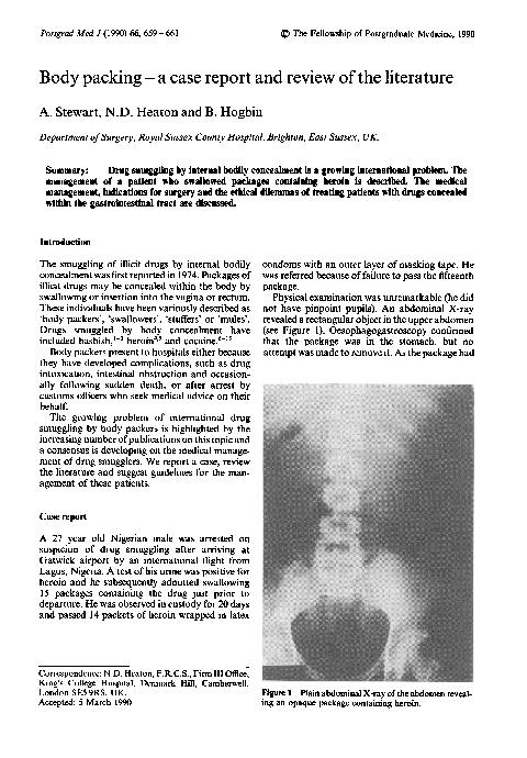 (PDF) Body packing--a case report and review of the literature