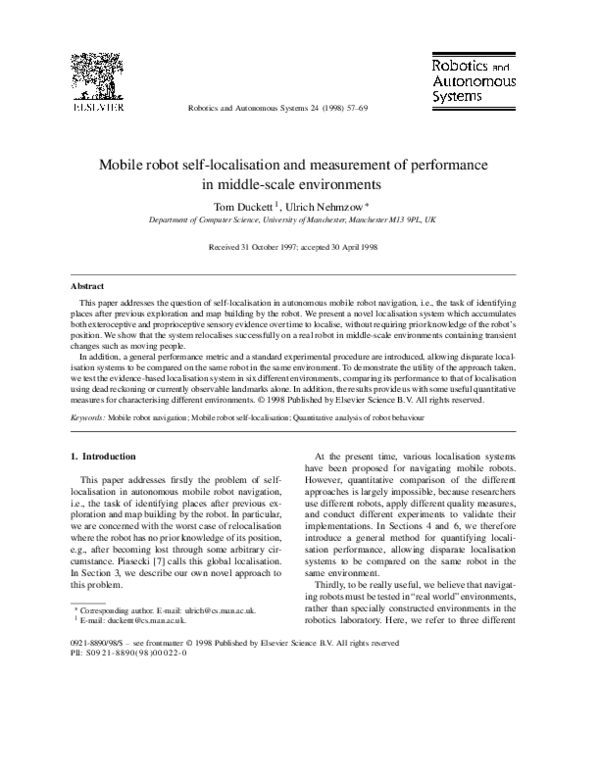 (PDF) Mobile robot self-localisation and measurement of performance in ...