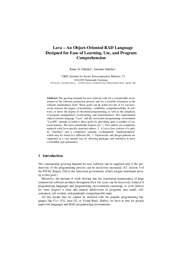 (PDF) Lava – An ObjectOr iented RAD Language Designed for Ease of ...