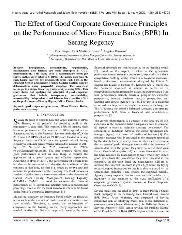 (PDF) The Effect of Good Corporate Governance Principles on the ...
