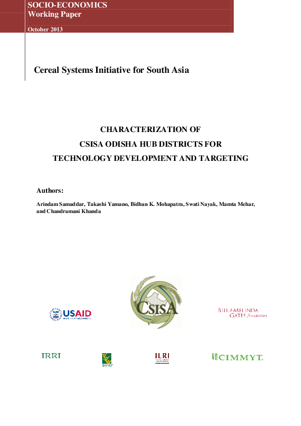 (PDF) Cereal Systems Initiative for South Asia ( CSISA ...