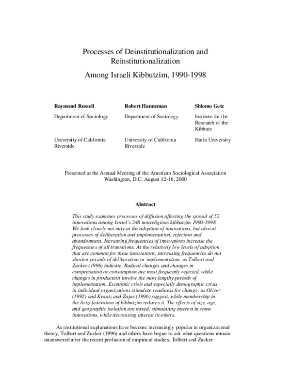 (PDF) Processes of Deinstitutionalization and Reinstitutionalization ...