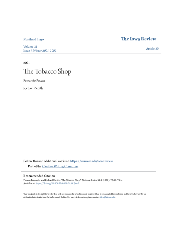 the tobacco shop pessoa PDF) The Tobacco Shop