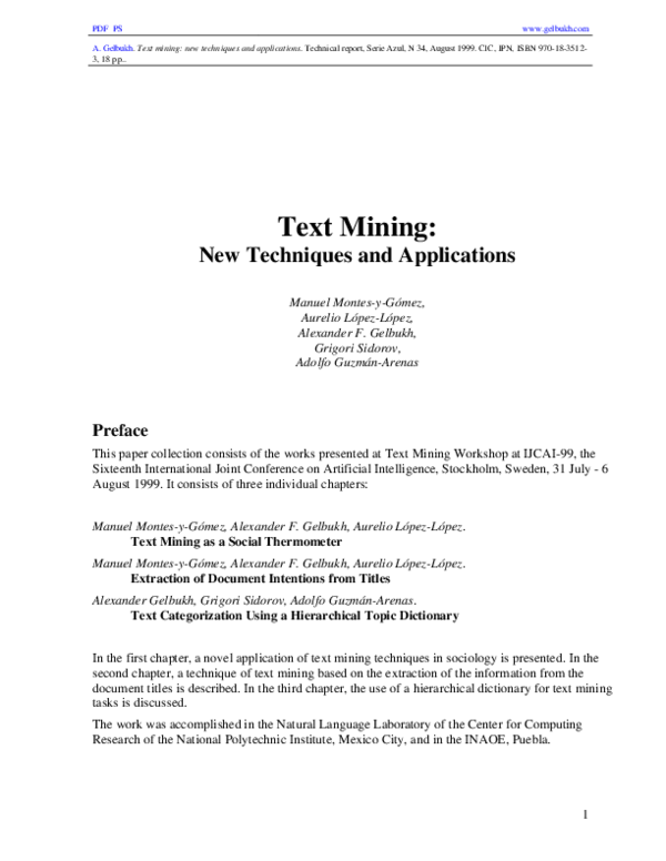 (PDF) Text Mining: New Techniques and Applications | Adolfo Guzman ...