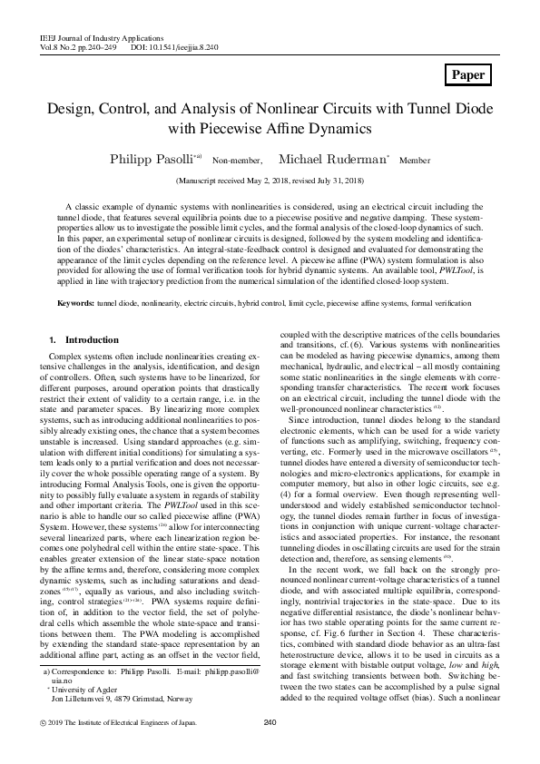 (PDF) Design , Control , and Analysis of Nonlinear Circuits with Tunnel ...