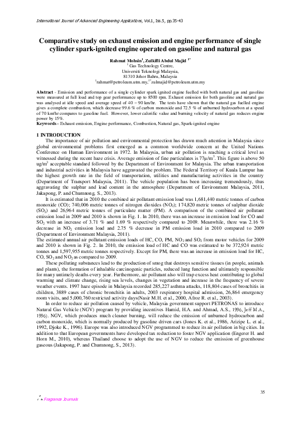 (PDF) Comparative study on exhaust emission and engine performance of ...