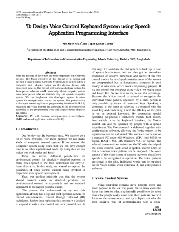 (PDF) To Design Voice Control Keyboard System using Speech Application ...